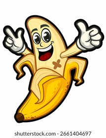 banana mascot cartoon in vector
