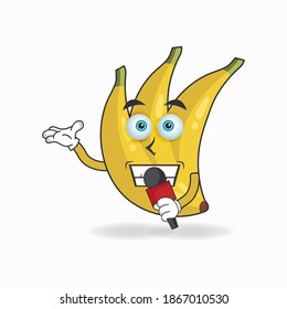 The Banana mascot character becomes a host. vector illustration