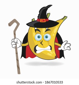 The Banana mascot character becomes a magician. vector illustration