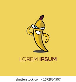 Banana mascot logo template vector