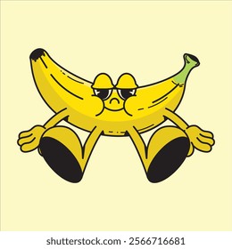 Banana Mascot Retro Character Illustration