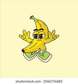 Banana Mascot Retro Character Illustration
