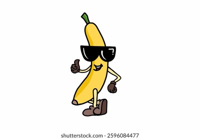 banana mascot vector cartoon illustration,Cheerful banana character with open arms. Vector cartoon illustration