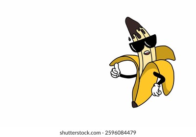 banana mascot vector cartoon illustration,Cheerful banana character with open arms. Vector cartoon illustration