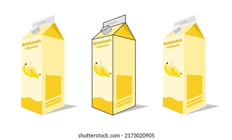 Banana milkshake box vector icon illustration, icon isolated on white background. Flat style vector illustration for web and mobile design. Banana fruit