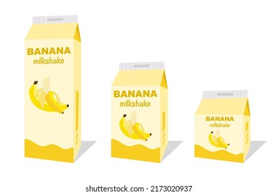Banana milkshake box vector icon illustration, icon isolated on white background. Flat style vector illustration for web and mobile design. Banana fruit