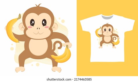 Banana monkey cartoon tshirt art designs