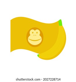 banana and monkey flag logo isolated on white