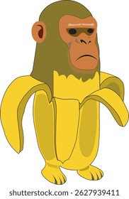 Banana monkey as an illustration of the favorite image of a monkey