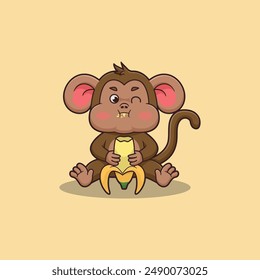 Banana Monkey mascot character logo design vector illustration