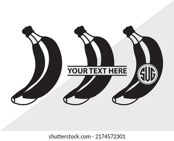 Banana Monogram SVG Printable Vector Illustration
