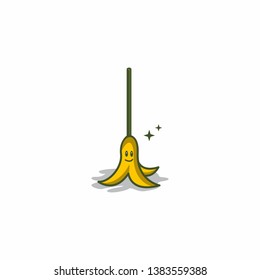 banana mop logo template vector