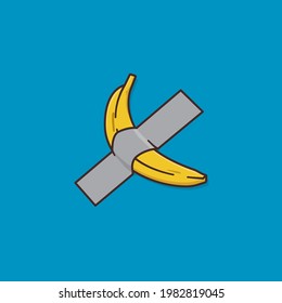 Banana mounted at wall with duct tape cartoon vector illustration for Absurdity Day on November 20.