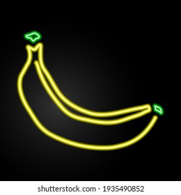 Banana neon sign, modern glowing banner design, colorful trend of modern design on black background. Vector illustration.