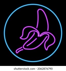 Banana neon sign, modern glowing banner design, colorful modern design trends on black background. Vector illustration.