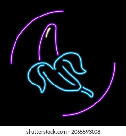Banana neon sign, modern glowing banner design, colorful modern design trends on black background. Vector illustration.