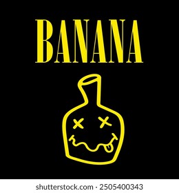 Banana nirvana divertido Vector estampado para camiseta. Sonríe. Rock n roll camiseta divertida cita y Plantilla de diseño