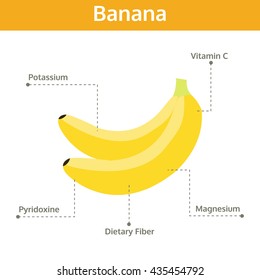 banana nutrient of facts and health benefits, info graphic vegetable, food vector