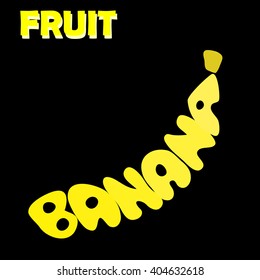 Banana on black background