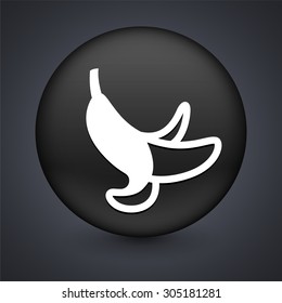 Banana on Black Round Button