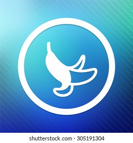 Banana on Blue Round Button