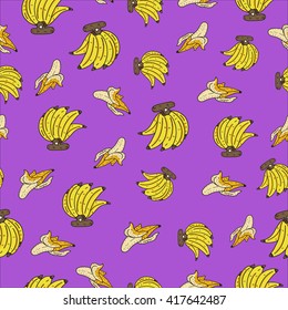 Banana on color background pattern concept