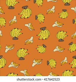 Banana on color background pattern concept