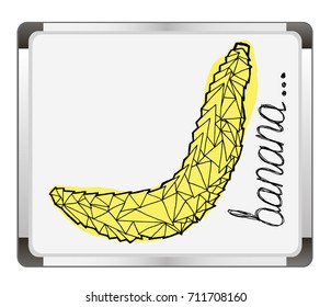 Banana on flip chart background. Banana fruit. vector illustration