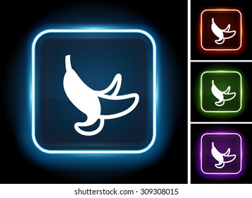 Banana on Glow Square Button