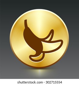 Banana on Gold Round Button