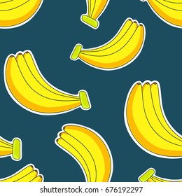 Banana on a green background pattern illustration