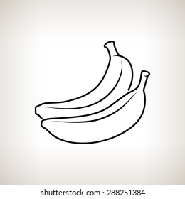  Banana  on a Light Background,  Line Style, Black and White Vector Illustration