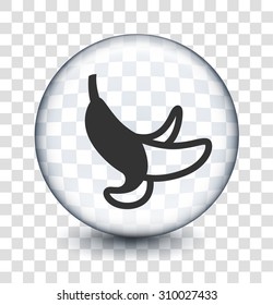 Banana on Transparent Round Button