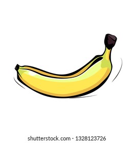 Banana on a white background with black strokes