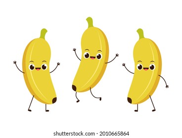 Banana on white background. Banana character design.