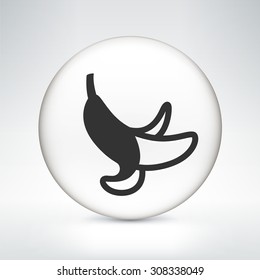 Banana on White Round Button