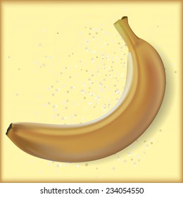 Banana on yellow background. Created using gradient meshes.