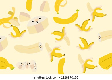 Banana on a yellow background Vector illustration.