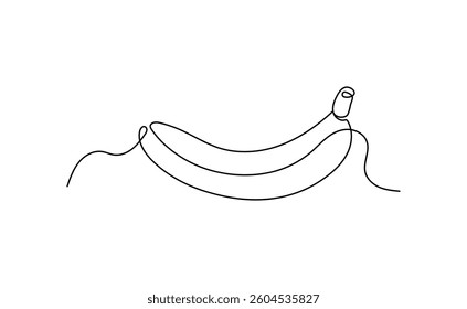 Banana in one continuous line art drawing style. Minimalist black line sketch isolated on white background. Fruit vector illustration	