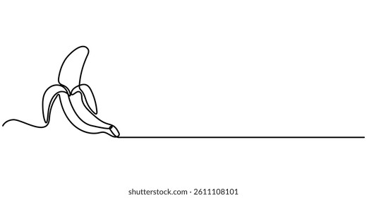  Banana in one continuous line art drawing style. Minimalist black line sketch isolated on white background. Fruit vector illustration, Single one line drawing bunch of bananas. Bunch of ripe bananas.