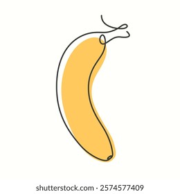 Banana one line drawing. Banana single line illustration. Banana minimalist line art