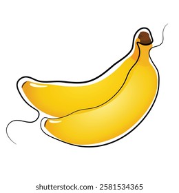 Banana one line drawing. Banana single line illustration. Banana minimalist line art