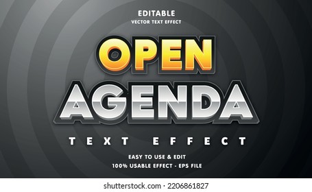 Banana Open Agenda Editable Text Effect With Modern And Simple Style, Usable For Logo Or Campaign Title