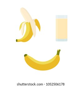 Banana. Open banana.  Banana juice. Vector illustration.