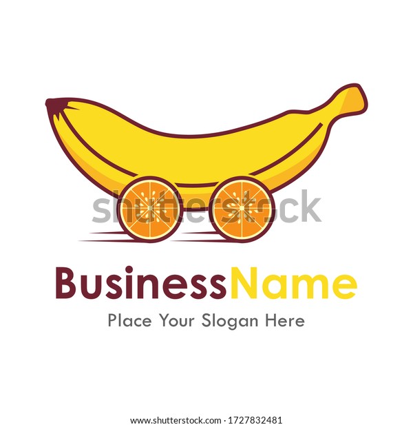 Banana and orange\
fruit car logo template vector. Suitable for business, health,\
vegetarian, art, design and\
web