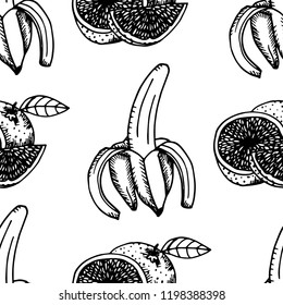 banana and orange seamless fruit pattern