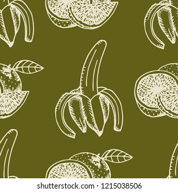 banana and orange seamless fruit pattern