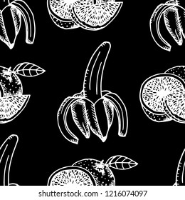 banana and orange seamless fruit pattern