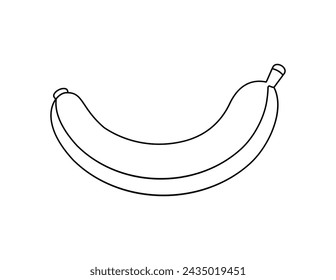 banana outline for coloring book template, banana for kids illustration worksheet printable