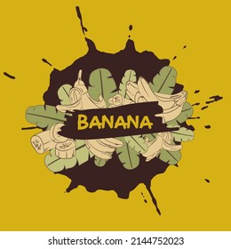 Banana outline with dark brown and yellow color